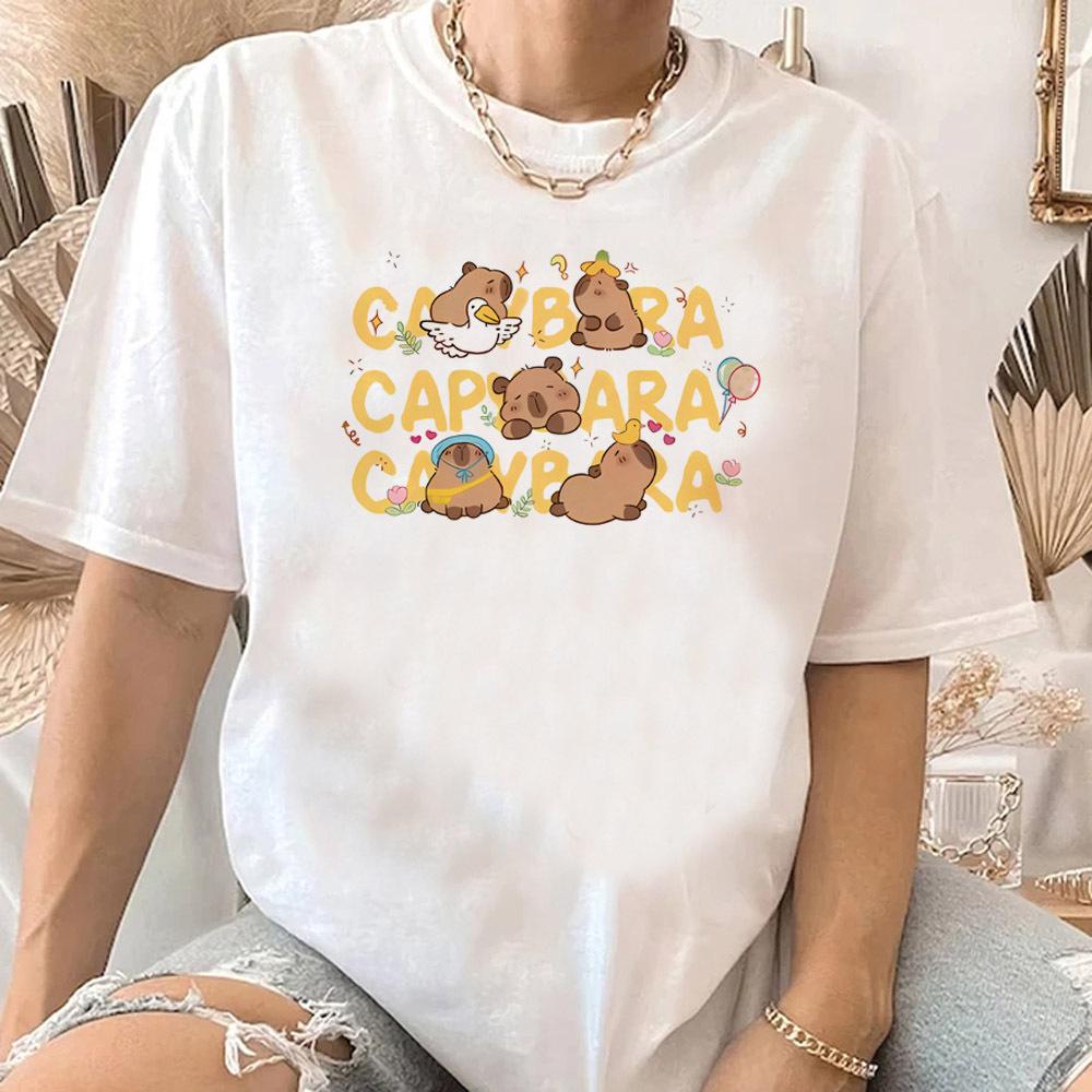 Capibara Capybara women 80s korean clothes Pop Culture Psychedelic Breathable t shirt Comfortable Classic women aesthetic