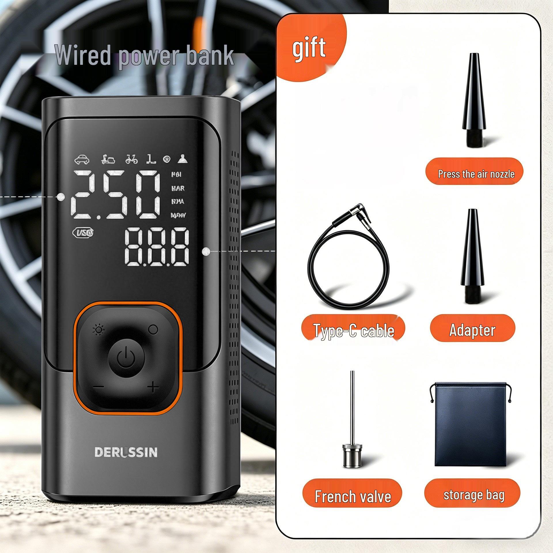 Wired & Wireless Portable Car Tire Inflator Pump with Automatic Inflation