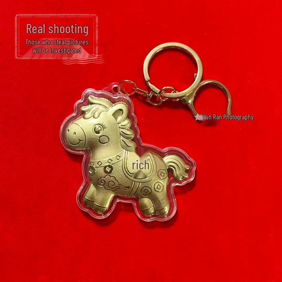 Golden Year of the Horse Zodiac Keychain – Lucky New Year Gift & Hot Item!
