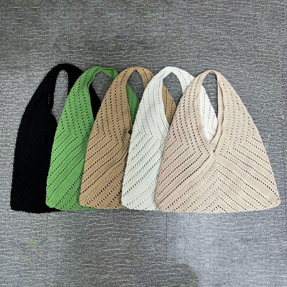 Fashion Polyester Crochet Shoulder Bags Large Capacity Handmade Tote Bag Vintage Hollow Out Handbag Girls