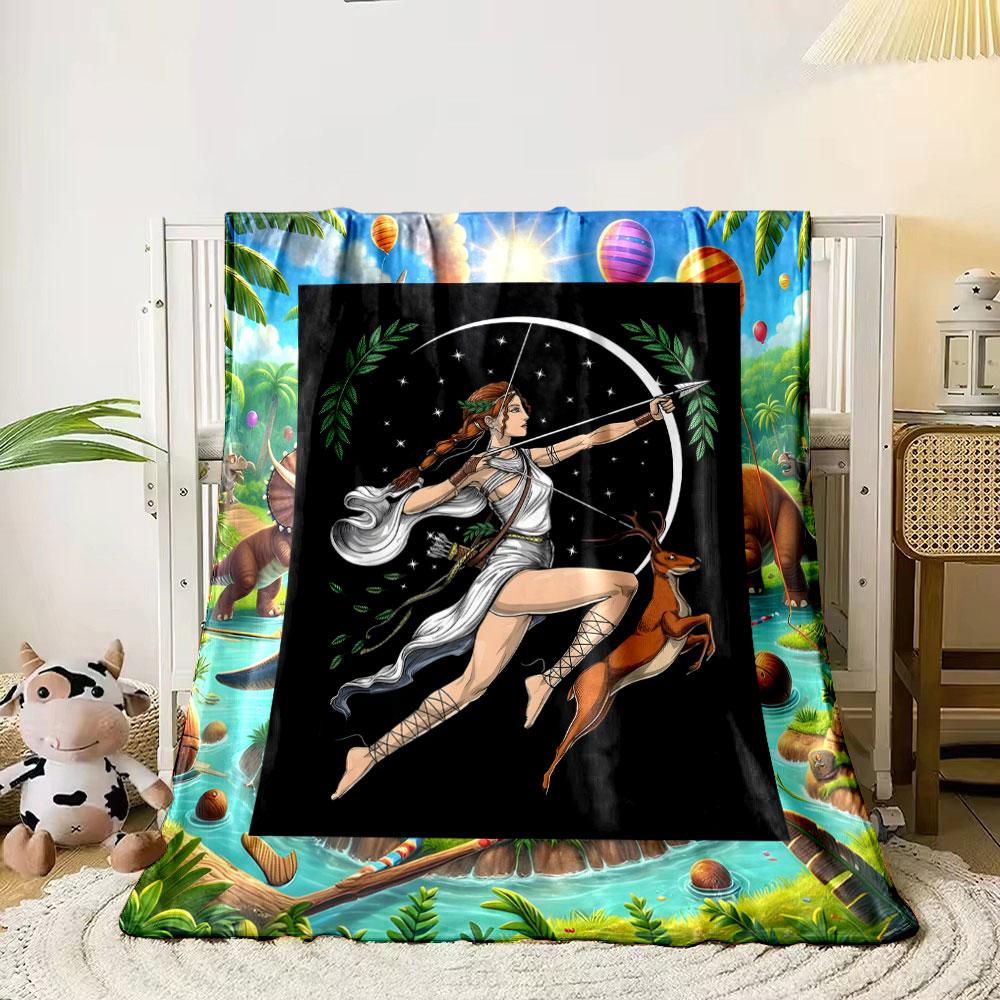 Artemis Moon Deer Blanket bedroom Blanket for Livingroom Couch lunch break Soft throw for Friend's festival Gift