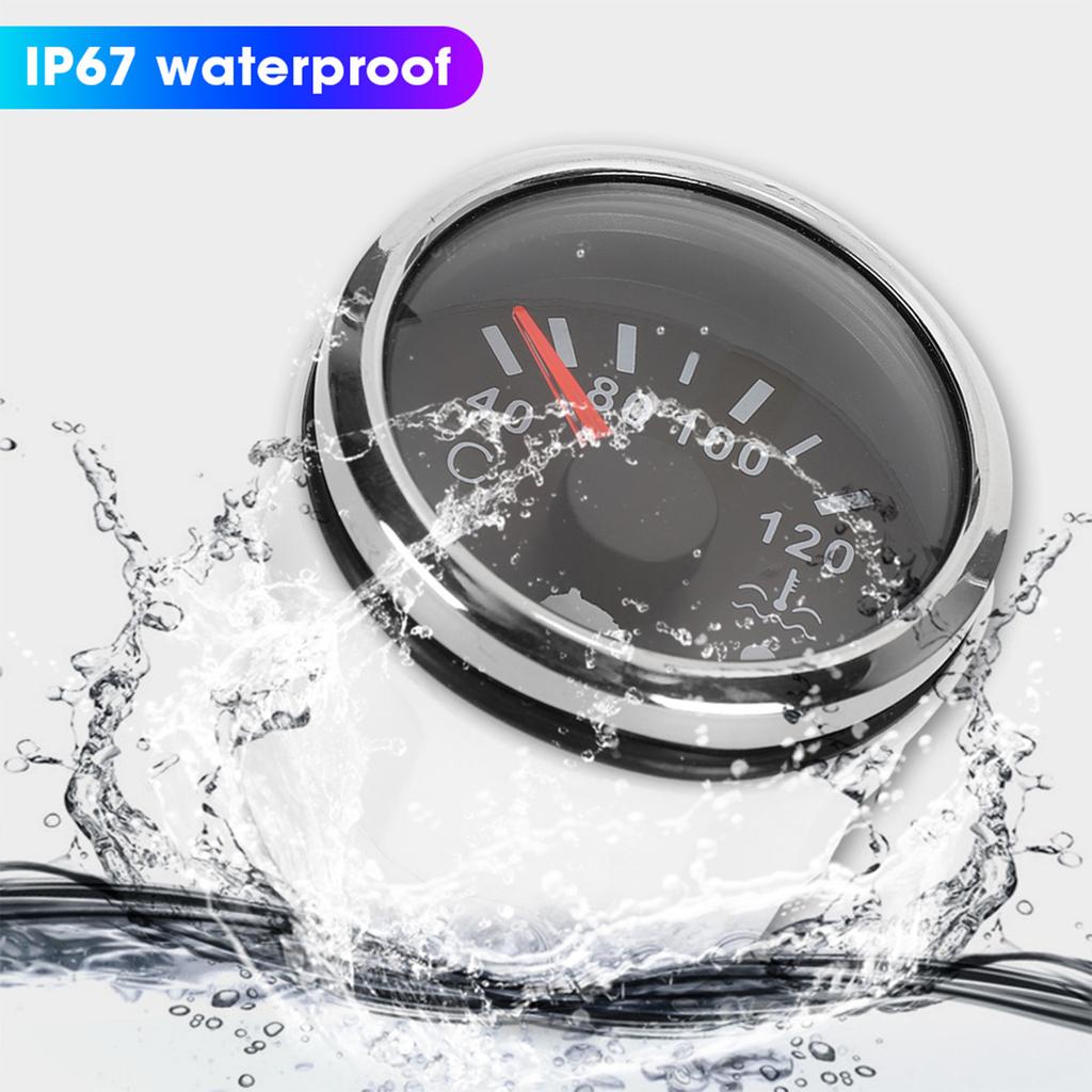 2in Cooling Water Temperature Gauge 40‑120 Celsius  Smart Alarm IP67 Waterproof 12VCelsius24V 0‑190ohm  Sensor