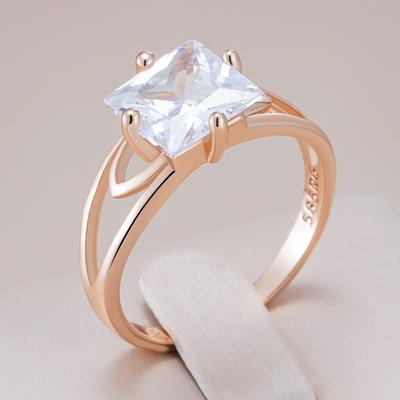 Mode Roségold Farbe Braut Eheringe für Frauen Einfach Quadratisch Natürlicher Zirkon Accessoires Täglicher Feinschmuck