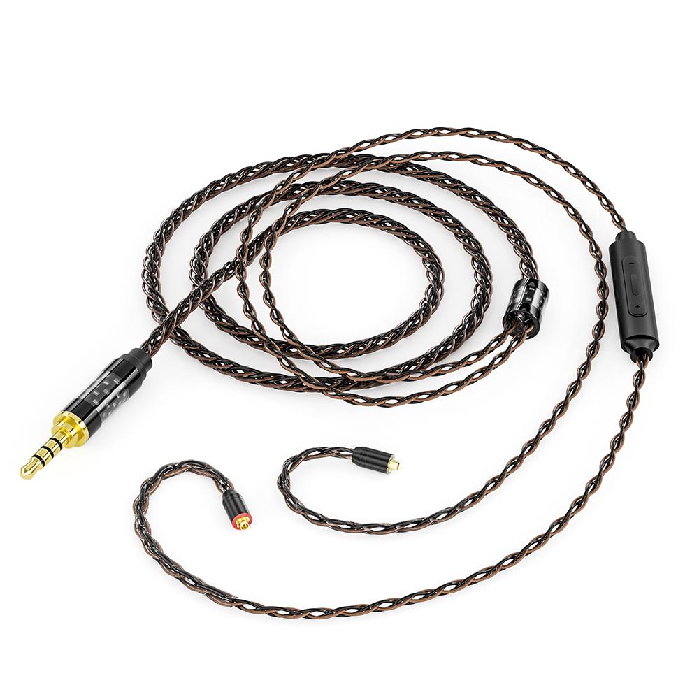 KEYSION 0,78mm 2-Pin MMCX 8-adriges Mikrofon Upgrade Kopfhörerkabel 3,5mm Einkristallkupfer DIY Audio HiFi Kopfhörerkabel