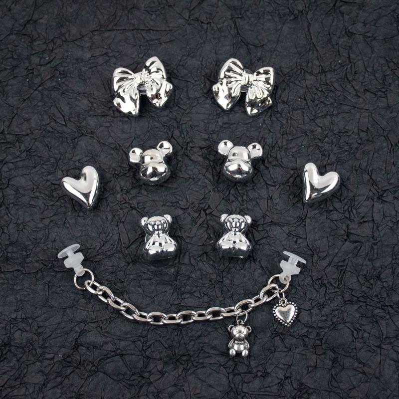 

Мультяшный Маленький Медвежонок Бант Обувь Шармы Набор Милый Модный Съемная Обувная Пряжка Шармы для Сандалий DIY Аксессуары для Украшения Обуви серебряный