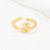 Adjustable 18K Gold Bubble Beaded Open Ring with 26 Alphabet Options