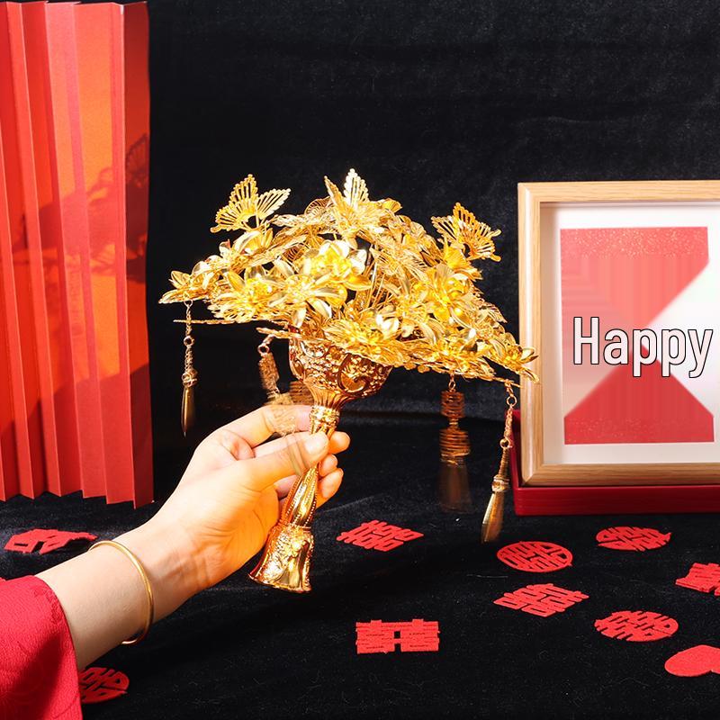 Goldenes Handstrauß DIY-Set: Hochwertiges goldenes Braut- & Brautjungfern-Geschenk für eine chinesische Hochzeit