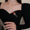 Lady Charm Red Rose Broches Vrouwen Elegante Strass Boeket Reversspeldjes Bruiloft Badge Sieraden