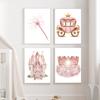 Princess Girl Castle Crown Carriage Magic Wand Wall Art Canvas Painting Cartoon Posters And Prints Pictures Girl Kids Room Decor