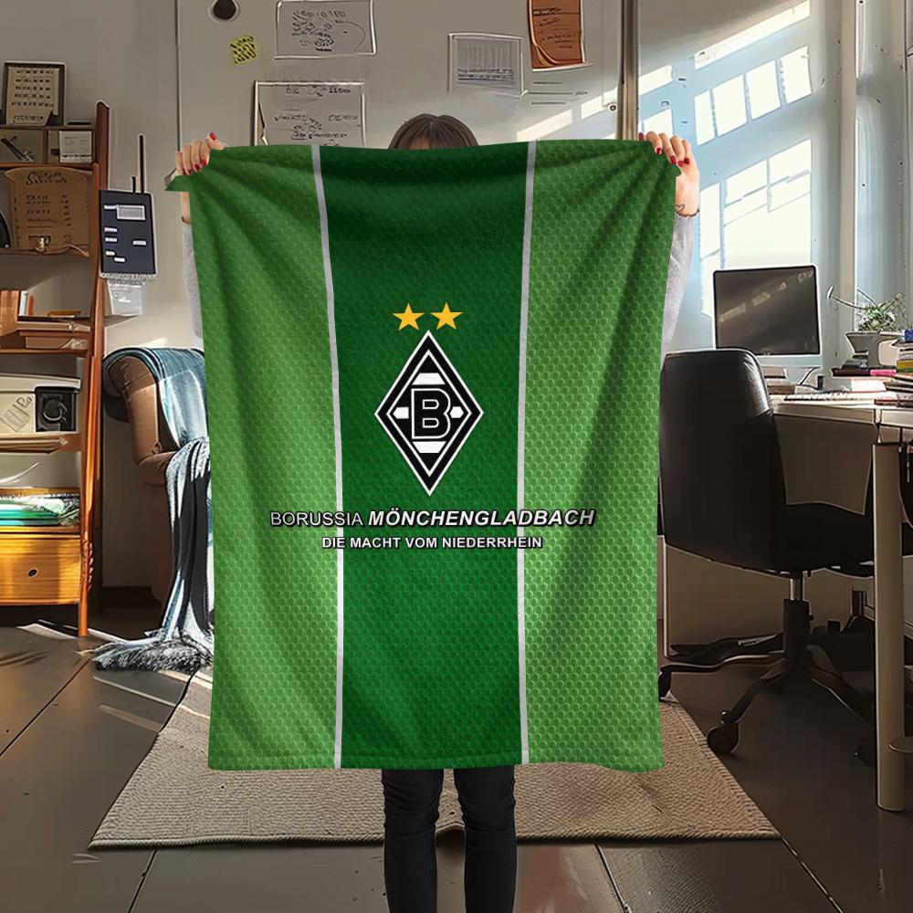 1 szt. Koc Flanelowy z Nadrukiem Borussia Mönchengladbach Wysokiej Jakości Ciepły Komfortowy Pokrycie na Wszystkie Pory Roku Idealny na Prezenty Wystrój Domu
