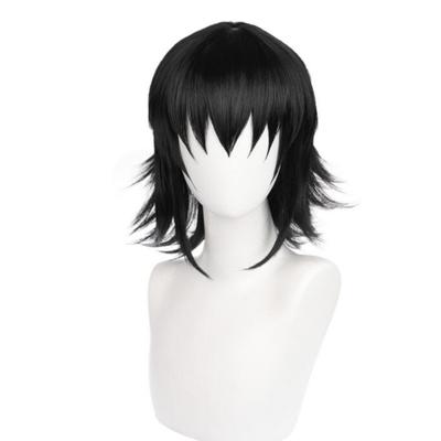 Peluca negra de 43cm para mujer, disfraz de Demon Slayer Kimetsu no Yaiba Makomo, pelo sintético resistente al calor, pelucas para fiesta de Halloween