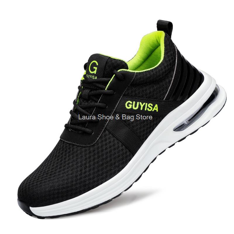 Fashion Guyisa New Safety Shoes Men Air Cushion Work Sneakers Steel Toe Puncture Proof Men's Work Safety Boots Male Protective Footwear