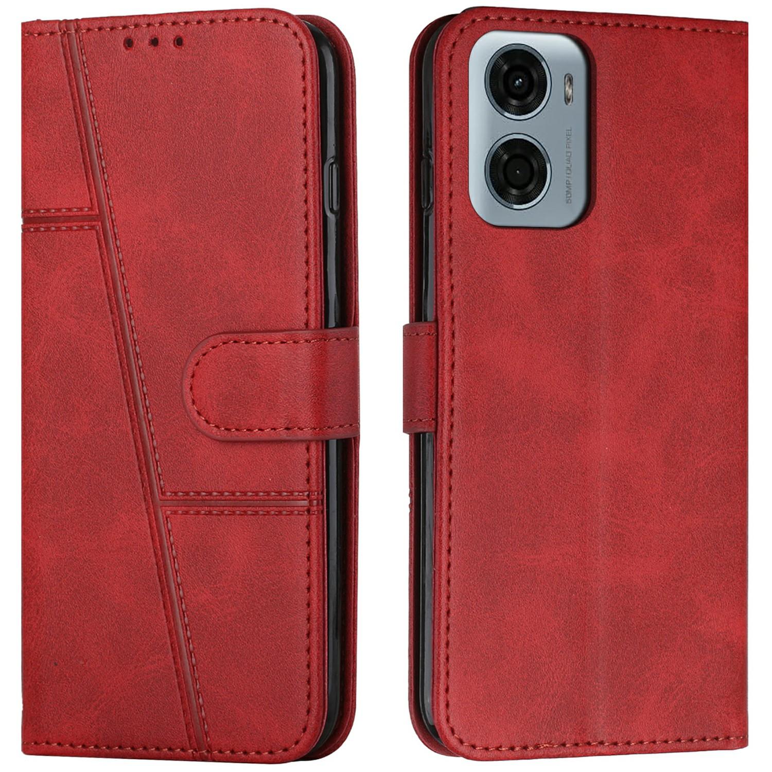 

Для Motorola Moto G05 4G Чехол Подставка Флип Защитный Кожаный Чехол для Телефона Red