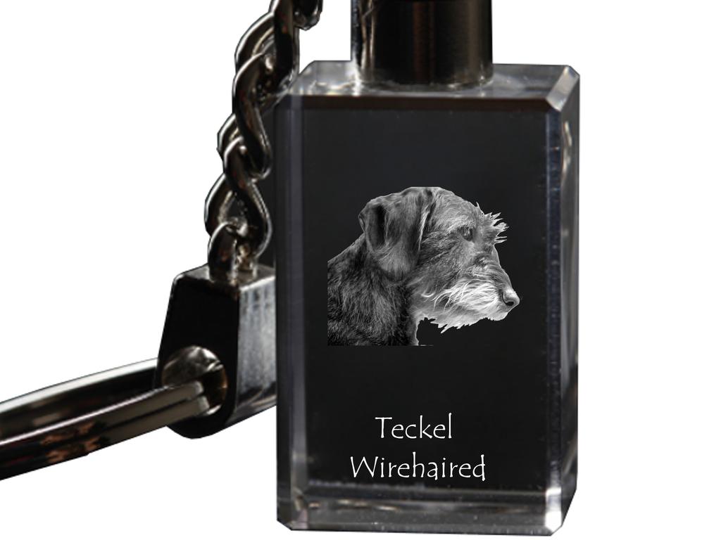 Dachshund Wire-haired, Wiener dog, Badger dog I - Crystal key ring with dog photo, illuminated key ring, unique gift by Art-Dog brand