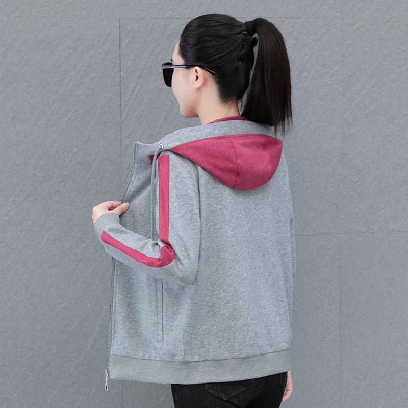 Dámská jarní a podzimní bunda s kapucí 2025: Lehký módní sportovní kardiganový svetr pro maminky.