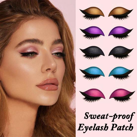 1/2/3/4/5 Pairs Lazy Eye Shadow Eyelash Patch 2-in-1 Eyeshadow Eyelashes Makeup Stickers