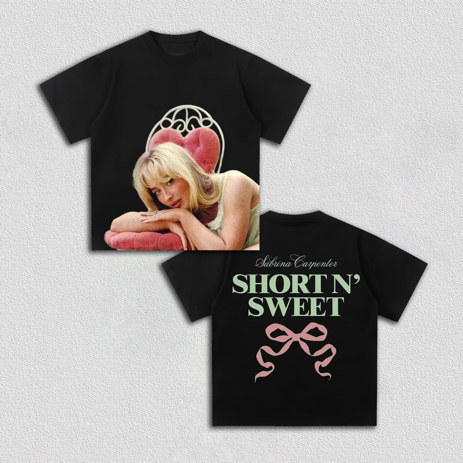 Sabrina Carpenter Short N Sweet Tour Graphic T-shirt, Unisex Pure Cotton Short Sleeve Streetwear Tee Women and Men T-shirt 4XL