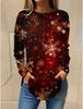 Weihnachtsthema Schneeflocke 3D-Druck O-Ausschnitt Langarm T-Shirt Mode Damenkleidung Casual Y2K Kleidung Harajuku Damenkleidung