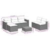 5 piece garden sofa set with cushions black poly rattan & acacia