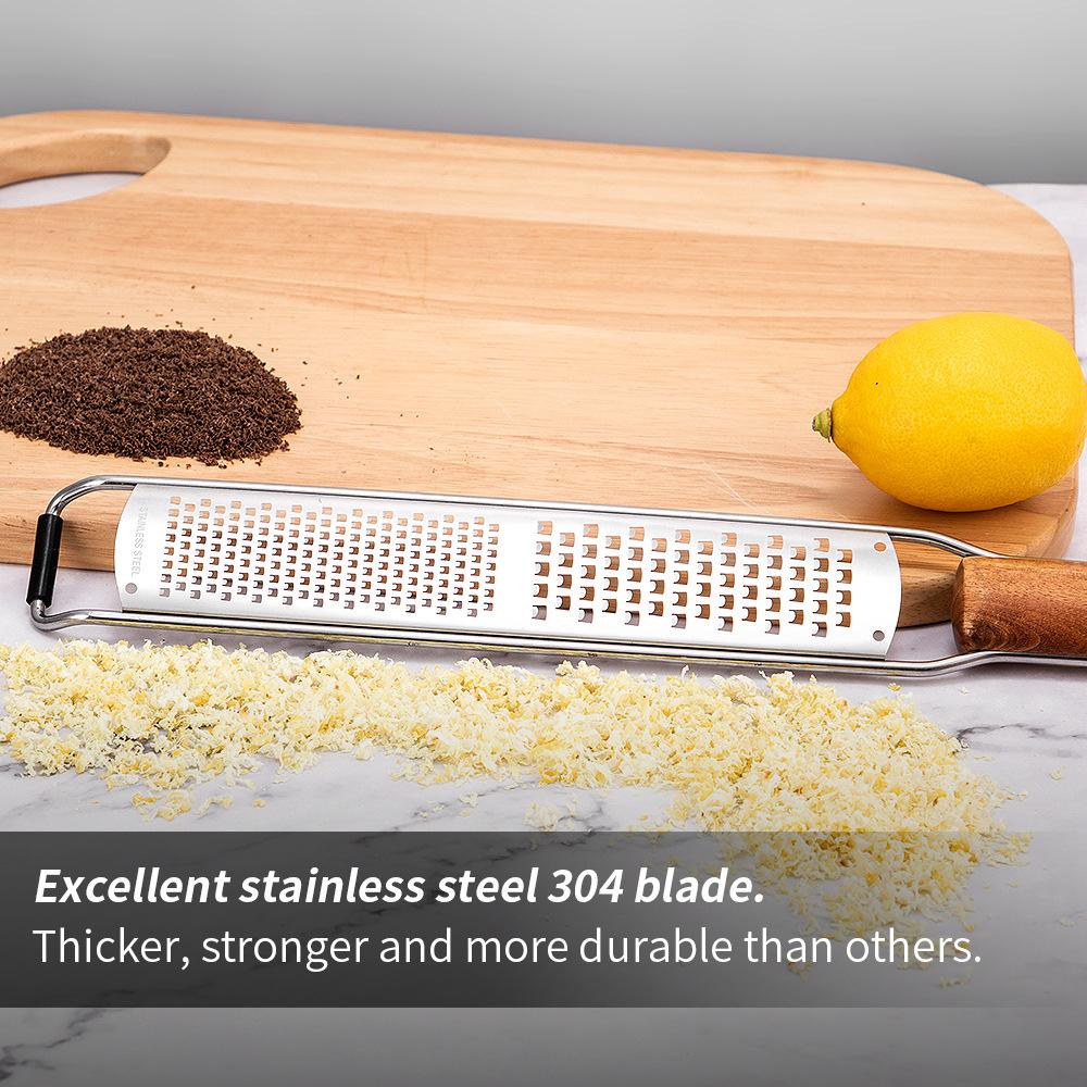 Wood Handle Grater Stainless Steel Lemon Zester Cheese Grater Combo for Parmesan,Garlic Ginger Chocolate Fruits 1