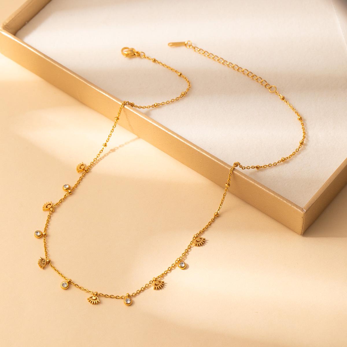 Trendy Sun Cross Geometric Necklace with Rhinestones - Stainless Steel, Multiple Styles for Women