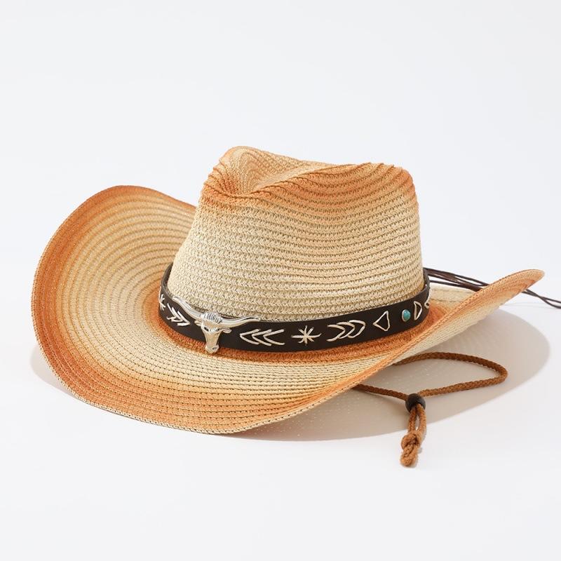 European and American New Western Denim Straw Hat Women's French Vacation Sunscreen Hat Outdoor Camping Shading Weaving