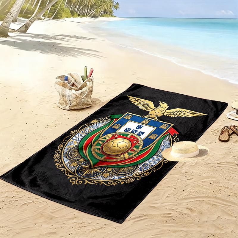 Golden Eagle Soccer Emblem beach towel Beach towel for vacation photos Portable for travel swim Outdoor pool towel Absorbent bath towel Comfort