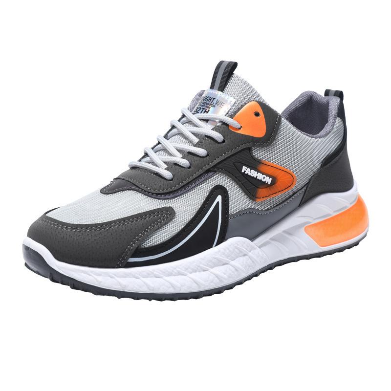 Men's Shoes Summer New Breathable Mesh Fly-woven Versatile Casual Soft-soled Running Thick-soled Black Sports Trendy Shoes