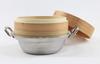 Manyo Made In Japan IH Compatible Stainless Steel Pot 18cm Set EX00408A Silver Color (Pot)/Natural (Seiro)
