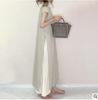 Japanese Summer Style Solid Color Pleated Loose Maxi Dress - Women's Short-Sleeve Large Swing Design