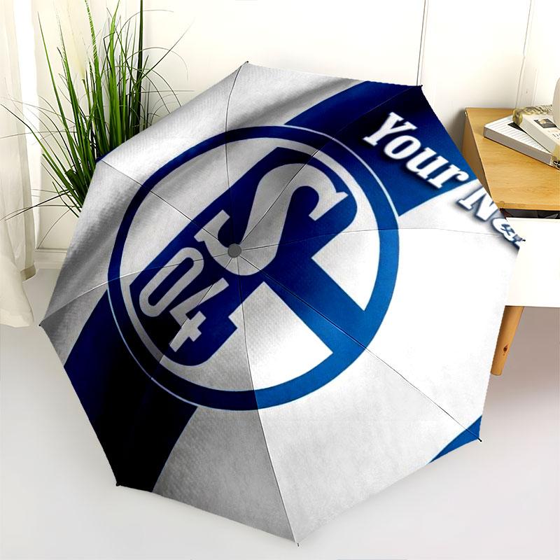 1 PC Automatic Folding Umbrella - FC Schalke 04 Custom Name Pattern, Portable & Foldable Design with 8 Ribs, Christmas Birthday Gifts
