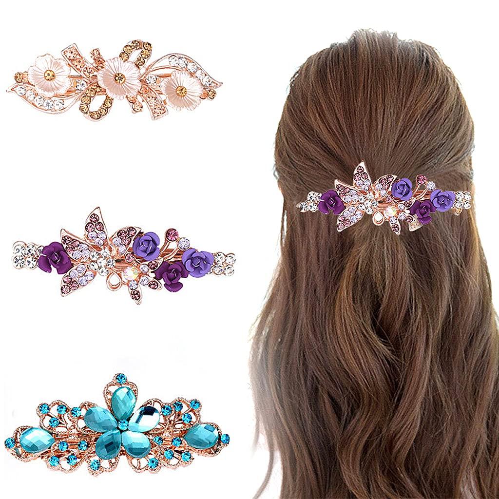 MAYCREATE Hair Clips For Women Alloy Rhinestone Hair Pins For Women And Girls Stylish Latest Flare Clips Barrettes Spring Hair Pins Clips Hair Jewe