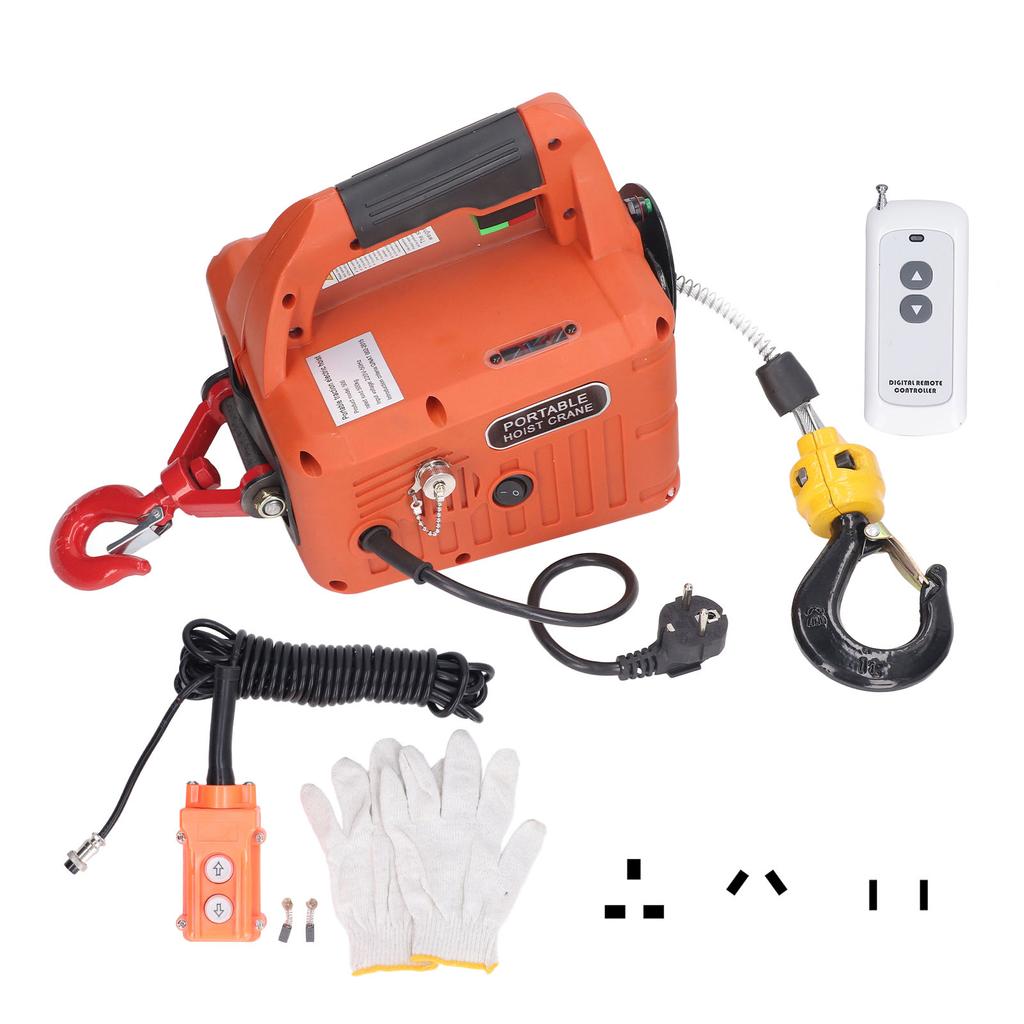 Portable Electric Hoist Wear Resistant 500KG Capacity Limit Electric Winch 7.6M Maximum Lifting Height for Warehouses