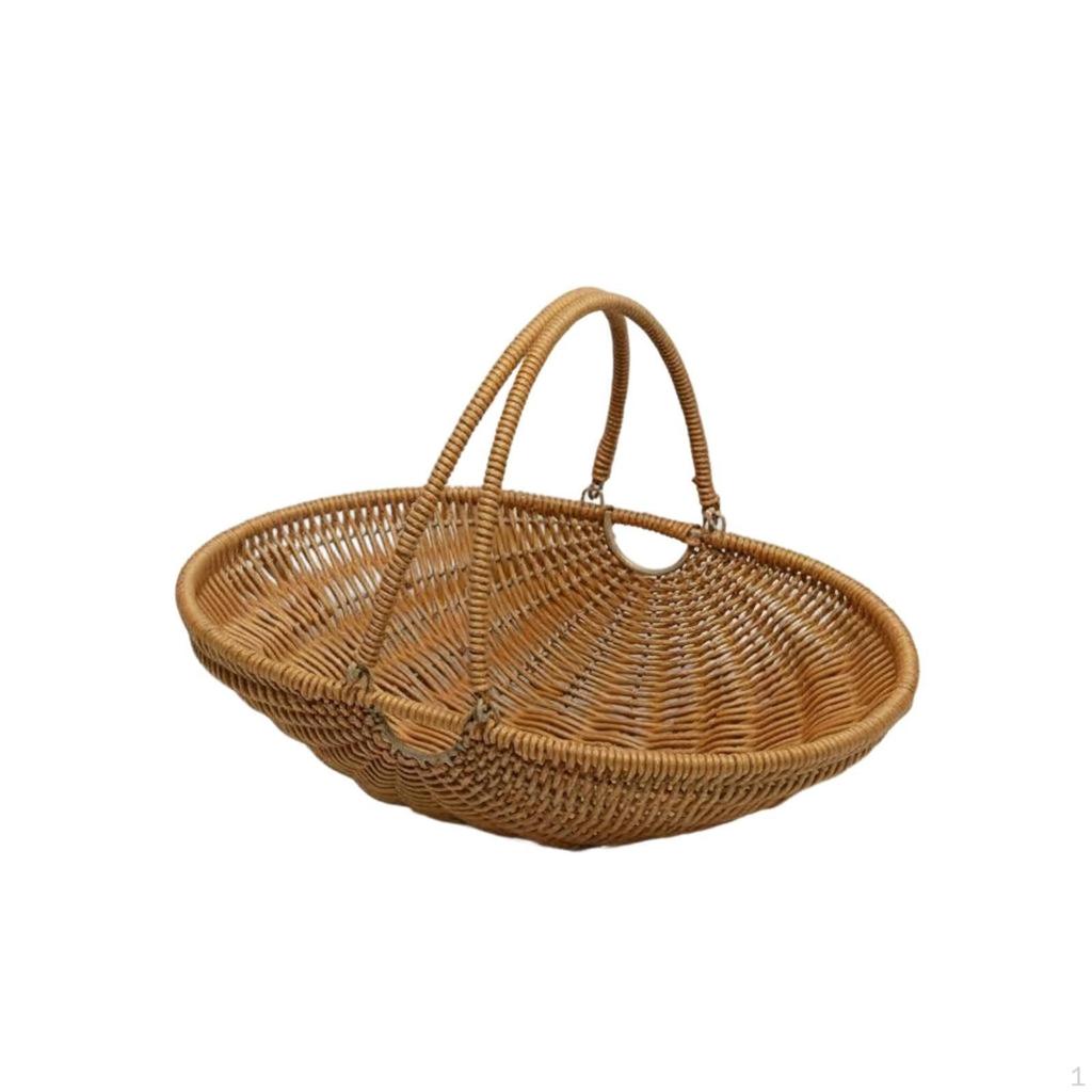 Geflochtener Korb Vielseitig Picknick mit Griffen Multifunktional Rattan-Stil Tragetasche für Draußen,
