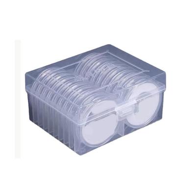 Capsules Porte-Pièces Rondes en Plastique Transparent Boîte Conteneur pour Pièces de Monnaie Rangement de Pièces de Collection