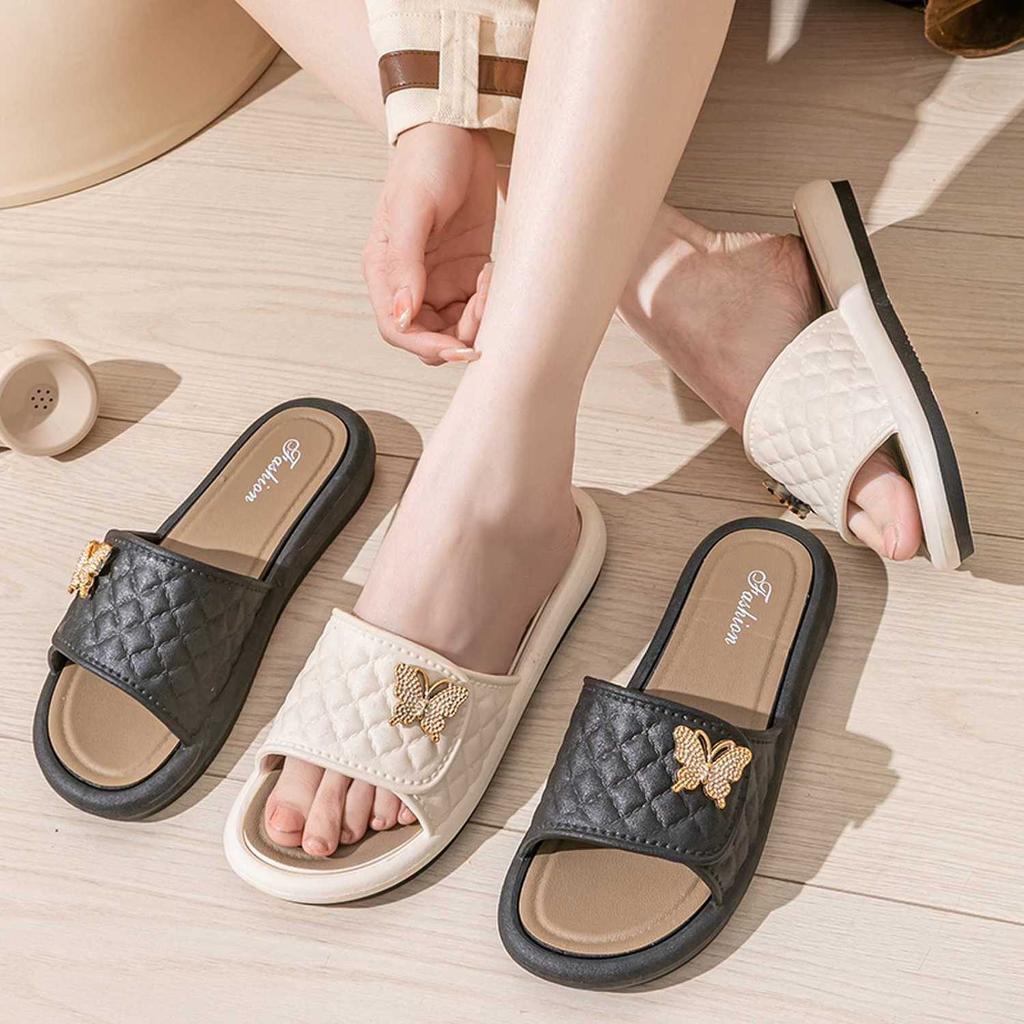 Women's Outdoor Slippers with Bow Tie for Summer New Fashion Non Slip and Cool Slippers for Outdoor Wear