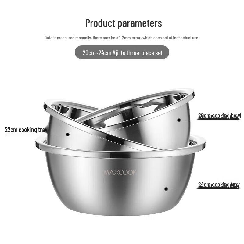 MAXCOOK 3-Piece Stainless Steel Mixing Bowl Set