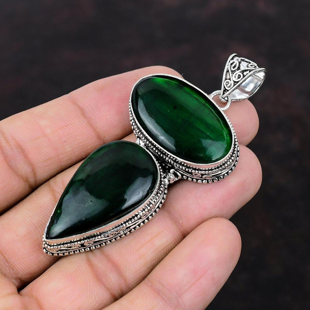 Green Fire Labradorite Pendant Top Quality Gemstone Pendant 925 Sterling Silver Pendant Handmade Jewelry Wedding Gift Dainty Vintage Pendant