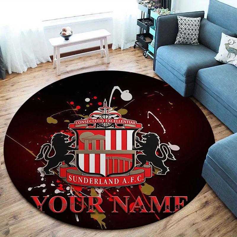 Sunderland A.F Custom Name Round Area Rug,Carpet Rug for Living Room Bedroom Sofa Playroom Decor,Non-slip Floor Mat