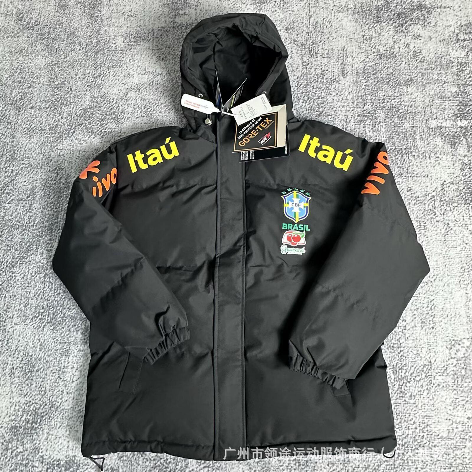 Brazil team jacket Neymar with the same hooded jacket waterproof Brazil national team jacket football cotton jacket S