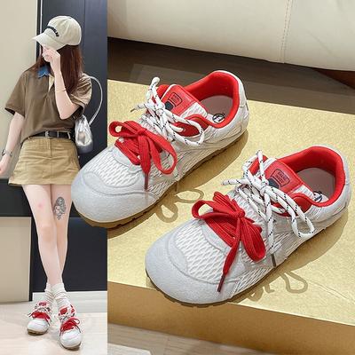 Color Matching Mesh Surface Breathable Inner Height Increase Women's Summer New Leisure Versatile Sports