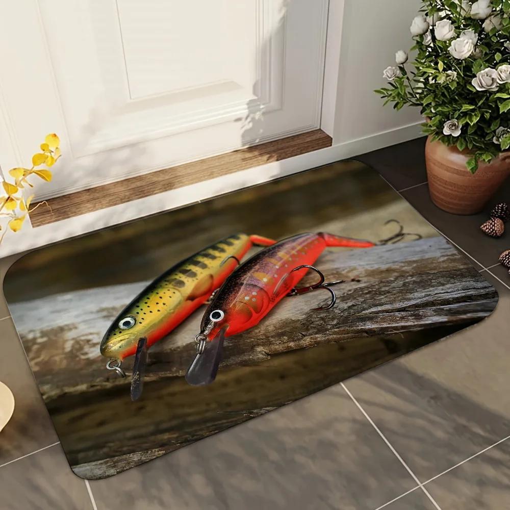 1pc Rapala Fishing Enthusiasts Bathroom Absorbent Mats Anti-Slip Mats Home Decor Supplies Carpets Home Kitchen Floor Mats