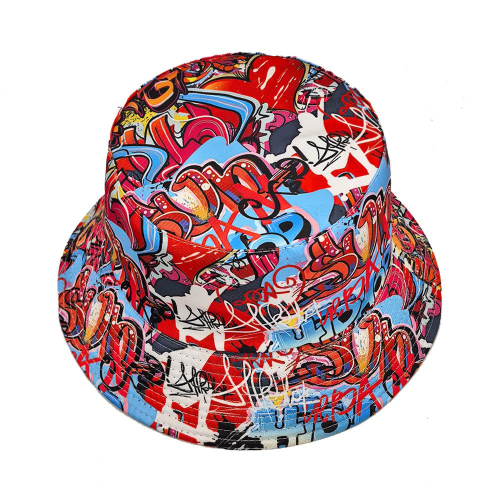 Graffiti Eimerhut für Herren Damen, Hip Hop Street Style Fischerhut Unisex, Sommer Outdoor Reise Strand Sonnenschutz Panama