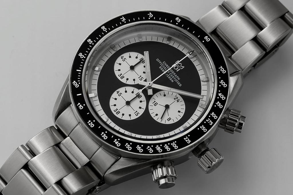 [HYAKUICHI 101] No.13 Hyakuichi Classic Chronograph No Date Center Chrono Black Panda