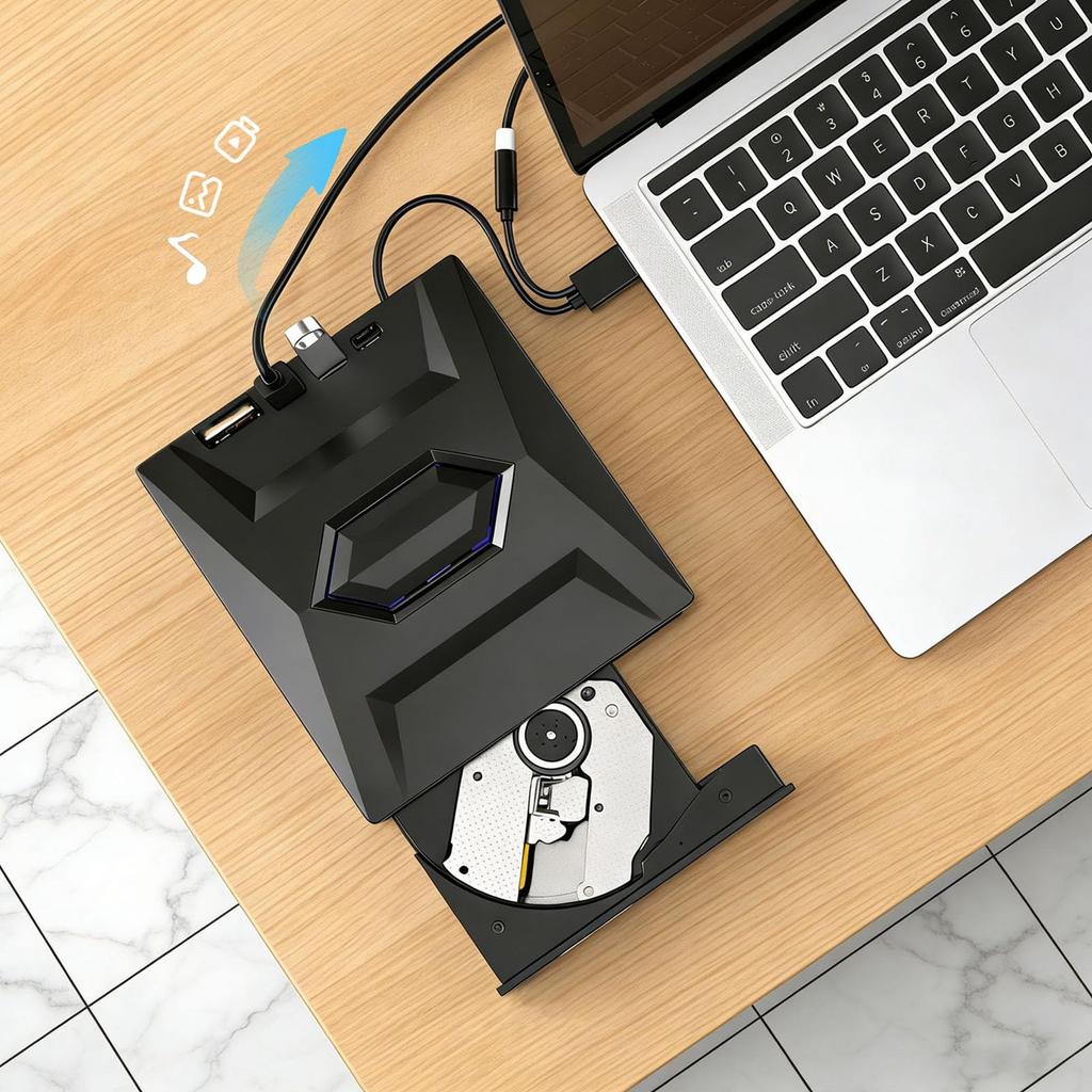 External DVD Drive for Laptop, USB 3.0 CD DVD Burner Reader Writer, Portable Optical Drive for