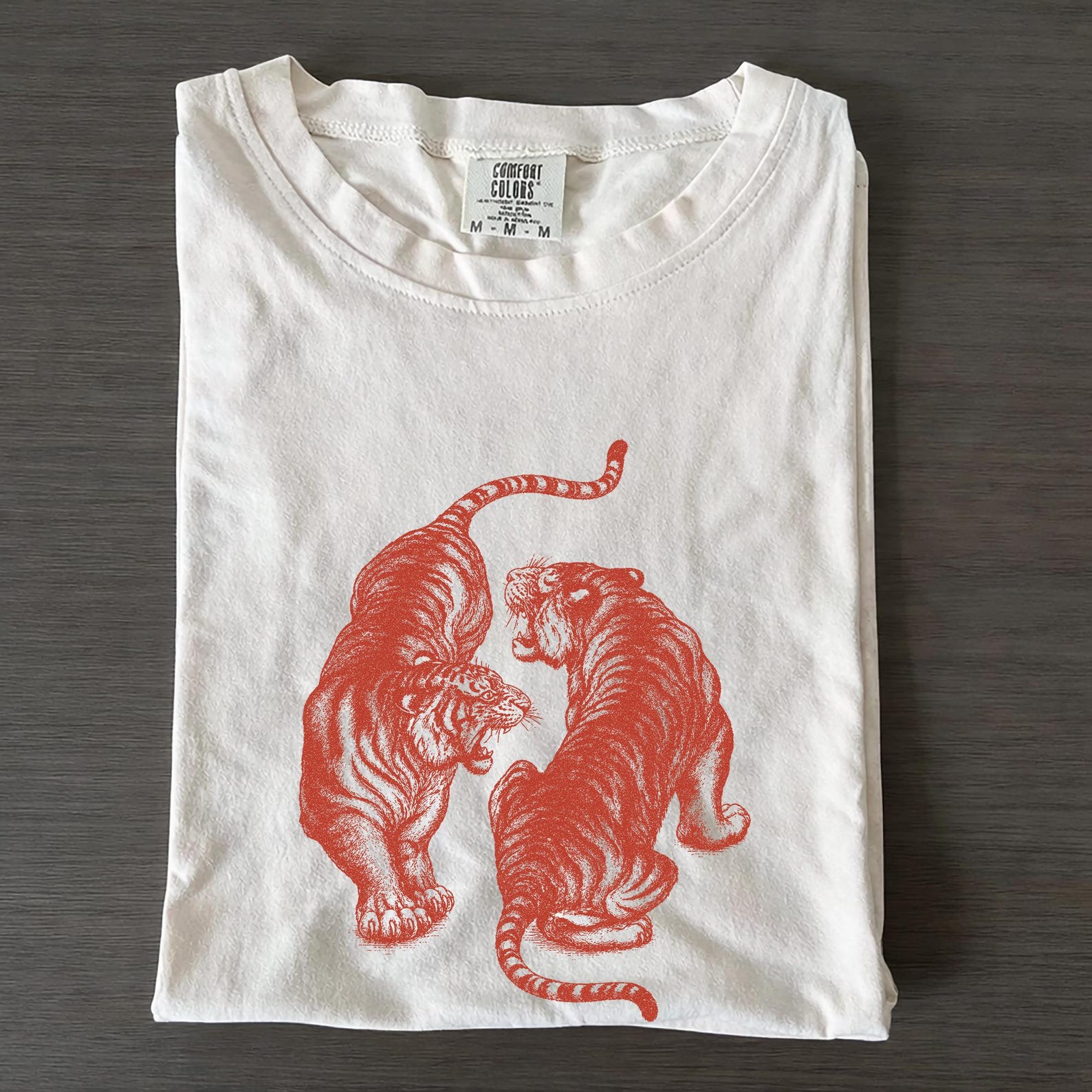 Japanese Fighting Tigers Graphic Tee, Vintage Style Unisex Top 4XL