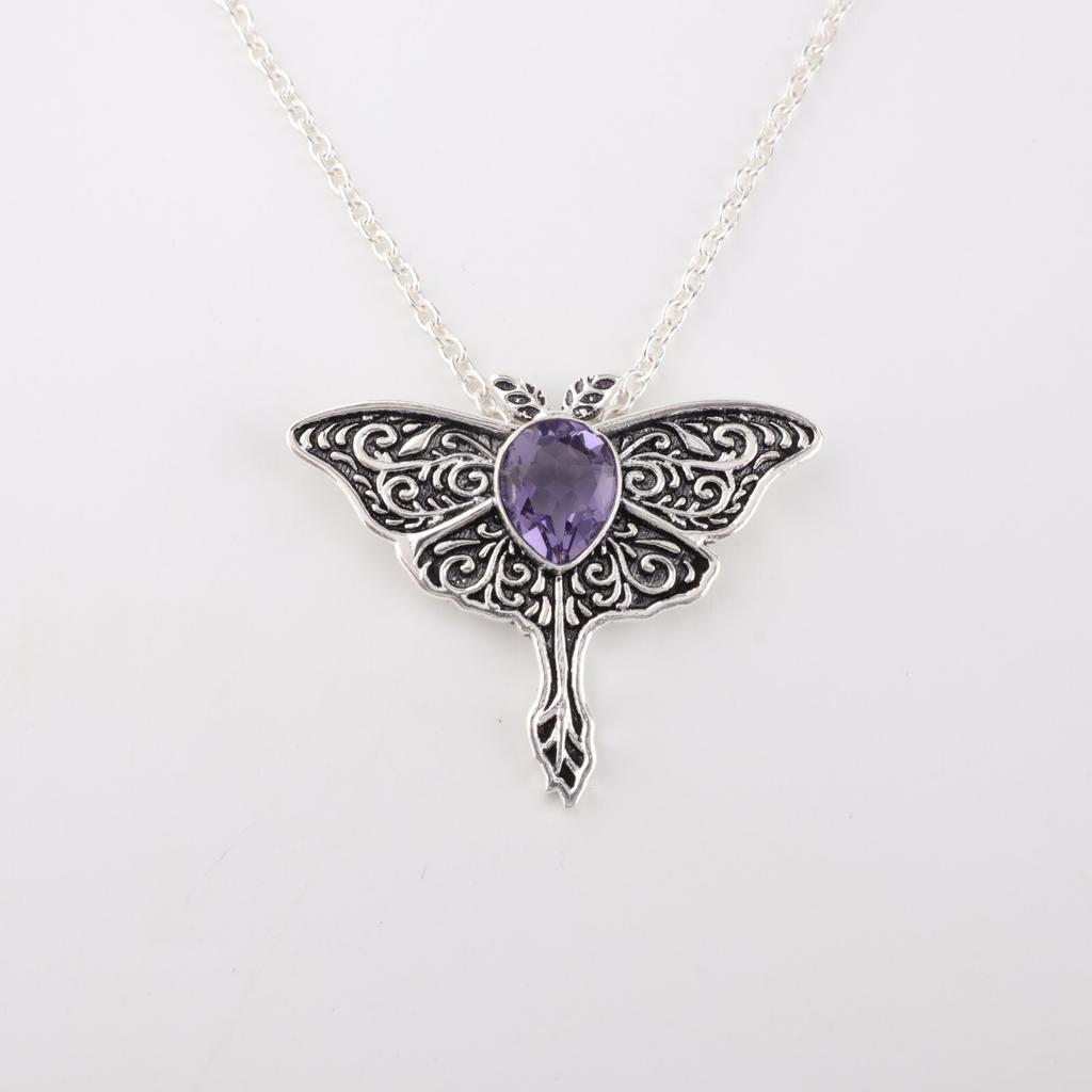 Natural Iolite Gemstone 925 Sterling Silver Jewelry Butterfly Pendant For Her CP-31-14