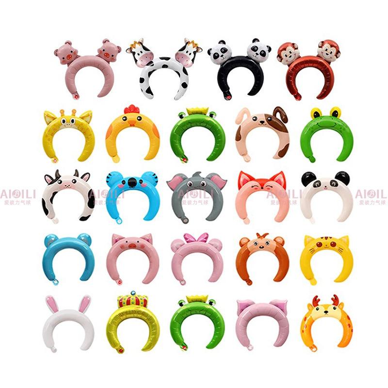 10pcs Inflatable Animal Headband Assorted Styles Soft Lightweight Durable Material Party Accessories for Kids and Adults Fun Costume Props