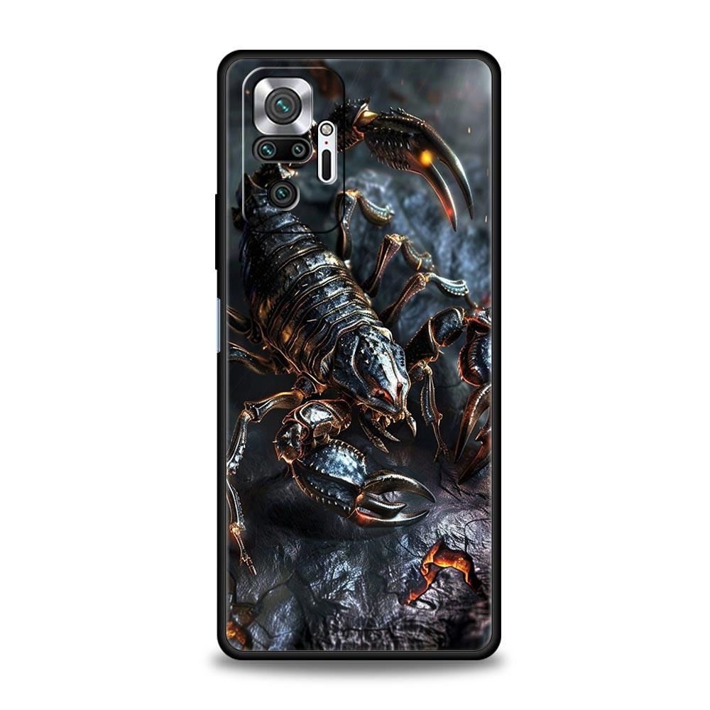 Cartoon Scorpion Phone Case For Xiaomi Redmi Note 14 13 5G 10 11 12 Pro Plus 4G 14C 13C 12C 10C Black Cover