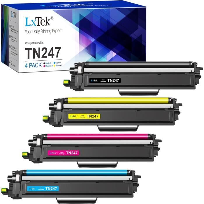 Pack de Cartouches Toner - LXTEK - TN247 TN243 - Compatible Brother - 4 Couleurs - Rendement Élevé